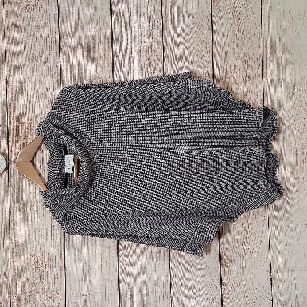 Korye Women's Small Black Gray Knit Cowlneck Midsleeve Sweater